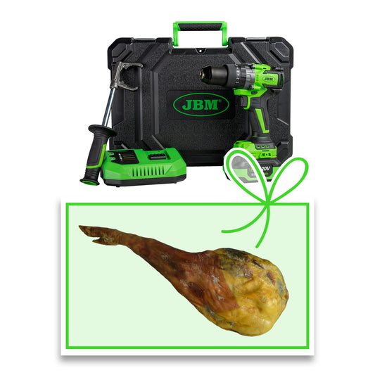 TALADRO PERCUTOR 2 VELOCIDADES A BATERÍA CON MALETÍN + PALETILLA